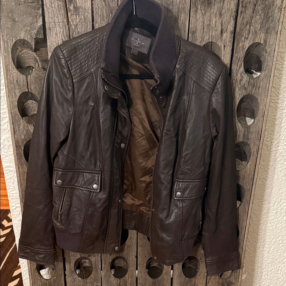 Cole Haan women’s Dark Brown Bomber Jacket